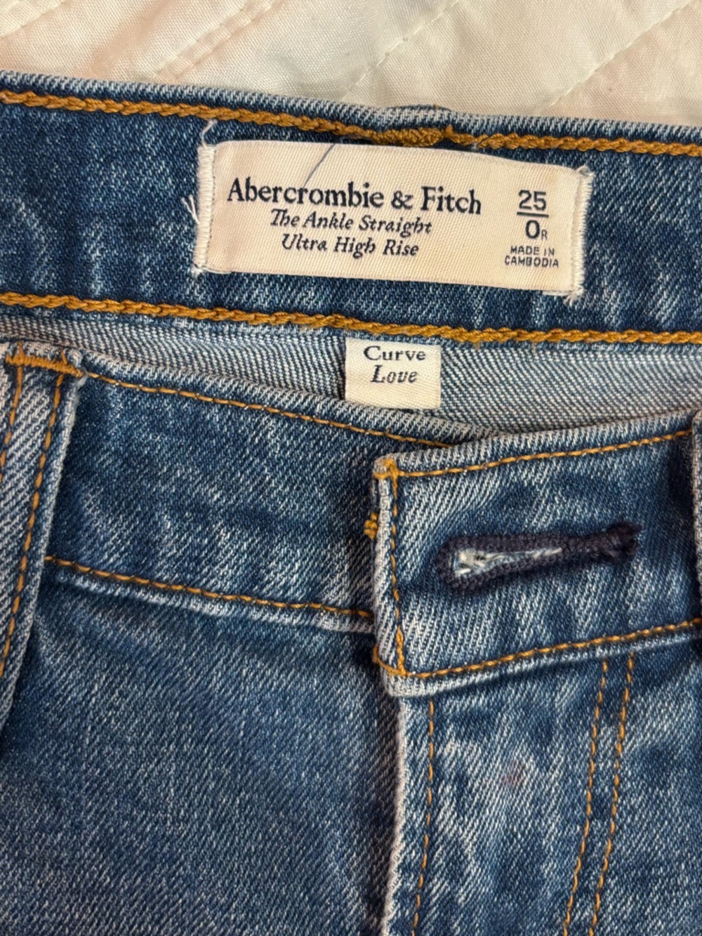 Abercrombie & Fitch The Ankle Straight Ultra High Rise Denim Jeans Curve Love 25 - Picture 2 of 6